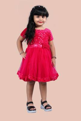 fit & flare velvet & net dress For girls 1