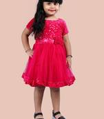 fit & flare velvet & net dress For girls