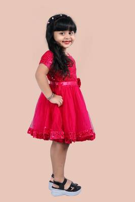 fit & flare velvet & net dress For girls 3