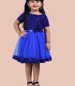 fit & flare velvet & net dress For girls