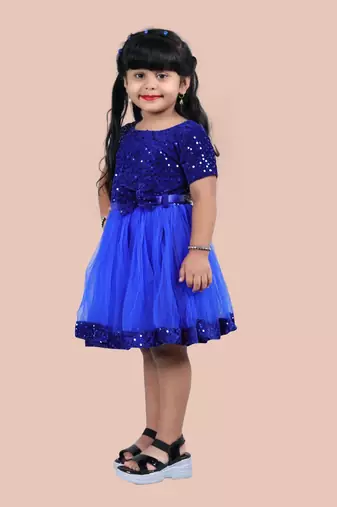 fit & flare velvet & net dress For girls