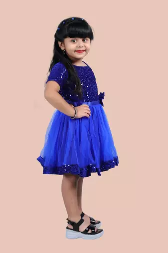fit & flare velvet & net dress For girls