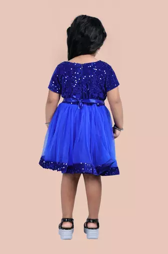 fit & flare velvet & net dress For girls