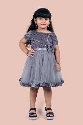 fit & flare velvet & net dress For girls 1