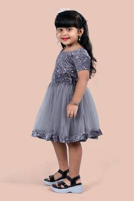 fit & flare velvet & net dress For girls 2