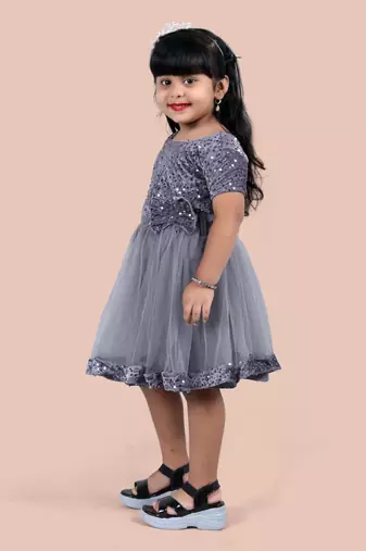 fit & flare velvet & net dress For girls
