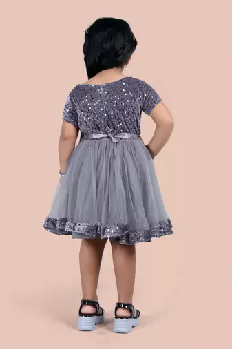 fit & flare velvet & net dress For girls