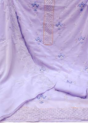 Women's purple sequence embrodiery with designer embroidered dupatta georgette dress material 1