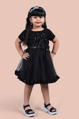 Shrithi fashion fab girls fit & flare velvet & net dress