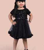 fit & flare velvet & net dress For girls