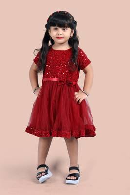 fit & flare velvet & net dress For girls 1