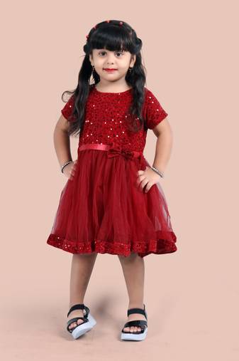 Shrithi fashion fab girls fit & flare velvet & net dress