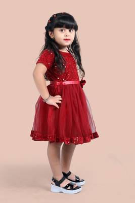 fit & flare velvet & net dress For girls 2