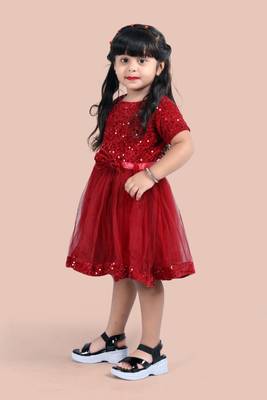 fit & flare velvet & net dress For girls 3