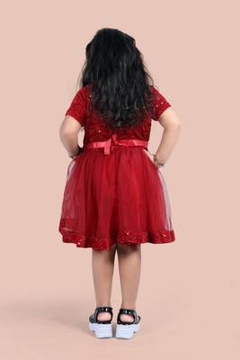 fit & flare velvet & net dress For girls 4
