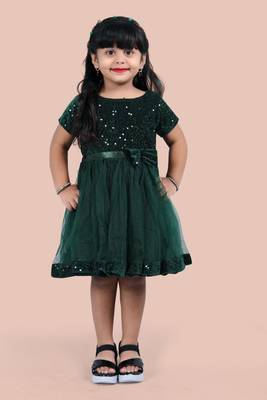 fit & flare velvet & net dress For girls 1