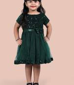 fit & flare velvet & net dress For girls