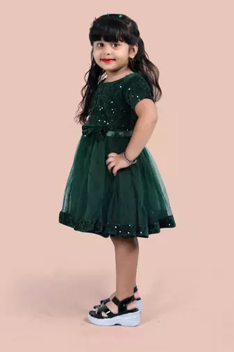 fit & flare velvet & net dress For girls