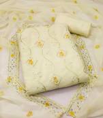 Women's beige unstitched  sequence embrodiery with designer embroidered dupatta georgette dress material