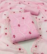Women's pink unstitched  sequence embrodiery with designer embroidered dupatta georgette dress material (mtvrtpnk)