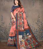 Women'S Bollywood Styled Ajrakh Printed Cotton Blend Saree