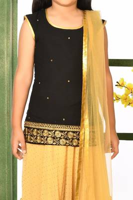 Black Embroidery Cotton_Silk A Line Lehenga Choli Dupatta 4