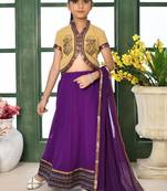 Beige Embroidery Georgette A Line Lehenga Choli Dupatta