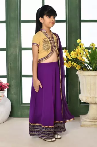 Beige Embroidery Georgette A Line Lehenga Choli Dupatta