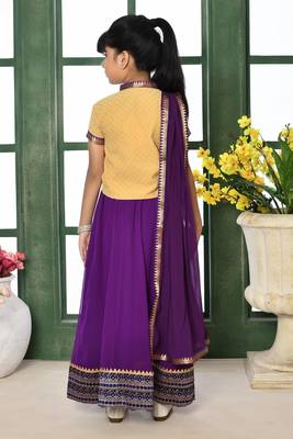 Beige Embroidery Georgette A Line Lehenga Choli Dupatta 3