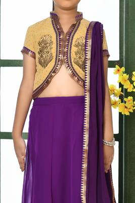 Beige Embroidery Georgette A Line Lehenga Choli Dupatta 4