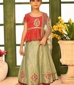 Pink Embroidery Net A Line Lehenga Choli Dupatta