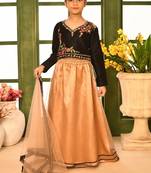 Black Embroidery Cotton_Silk A Line Lehenga Choli Dupatta