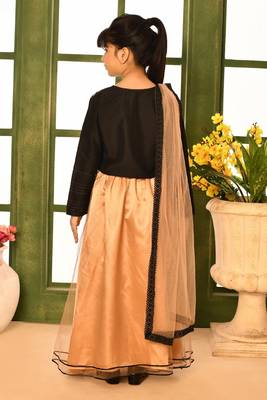 Black Embroidery Cotton_Silk A Line Lehenga Choli Dupatta 3