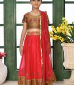 Bronze Embroidery Brocade A Line Lehenga Choli Dupatta