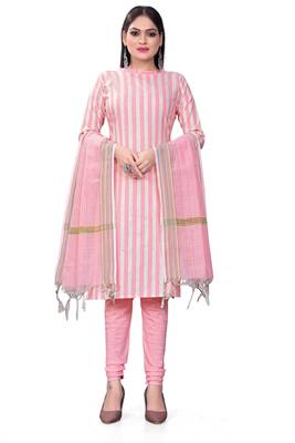 Pink Colour Ethnic Salwaar Kameez In Cotton Fabric 1