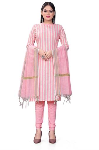 Pink Colour Ethnic Salwaar Kameez In Cotton Fabric
