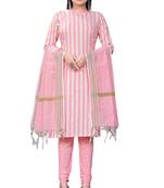 Pink Colour Ethnic Salwaar Kameez In Cotton embroidered