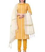 Yellow Colour Ethnic Salwaar Kameez In Cotton Fabric