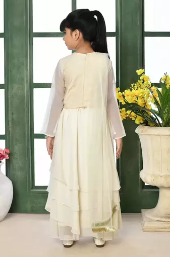 Cream Embroidery Cotton_Silk A Line Lehenga Choli Dupatta