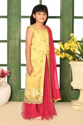 Gold Embroidery Net A Line Lehenga Choli Dupatta 2