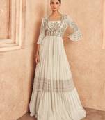 Glamorous Cream Colour Ethnic Anarkali Dress For Charming Wedding Looks