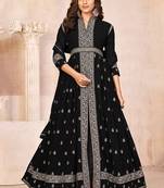 Black Colour Designer Anarkali Salwaar Kameez For Fancy Girlish Looks