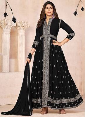 Black Colour Designer Anarkali Salwaar Kameez For Fancy Girlish Looks 2