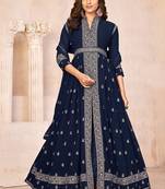 Blue Colour Designer Anarkali Salwaar Kameez For Fancy Girlish Looks
