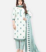 Salwar studio cotton dress material for women - pista colour