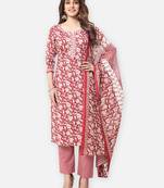 Salwar studio cotton dress material for women - maroon colour