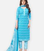 Salwar studio cotton dress material for women - sky blue colour