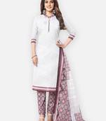 Salwar studio cotton dress material for women - light grey colour