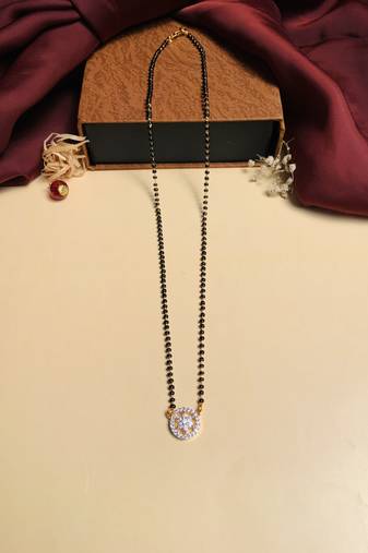 Latest gold plated american diamond mangalsutra