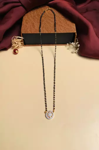 Latest gold plated american diamond mangalsutra